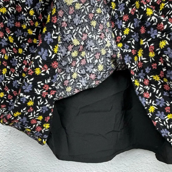 Market Spruce Cottage Micro Floral Midi Dress 2X Black Flowy Long Sleeve V-Neck - Picture 7 of 10